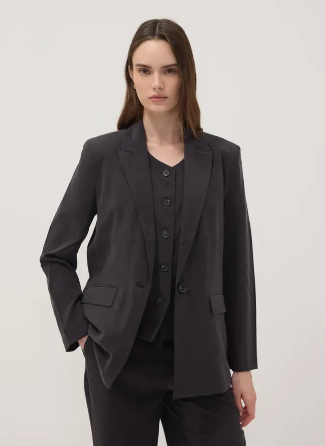 OVS Black Regular-Fit Viscose-Blend Blazer – image 2