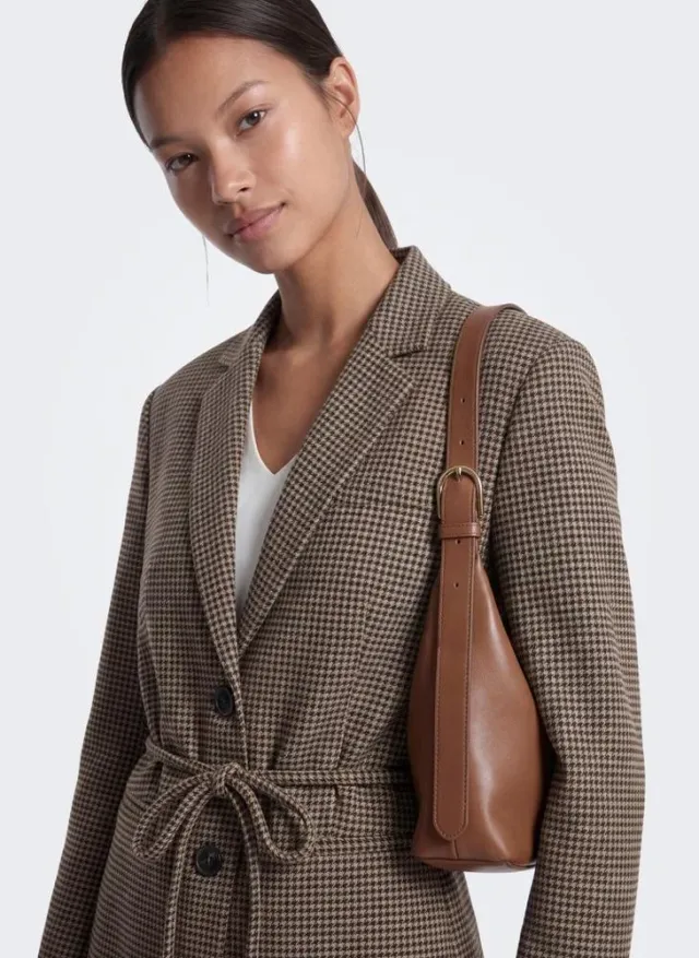 Checked Single Breasted Belt Detail Blazer – image 5
