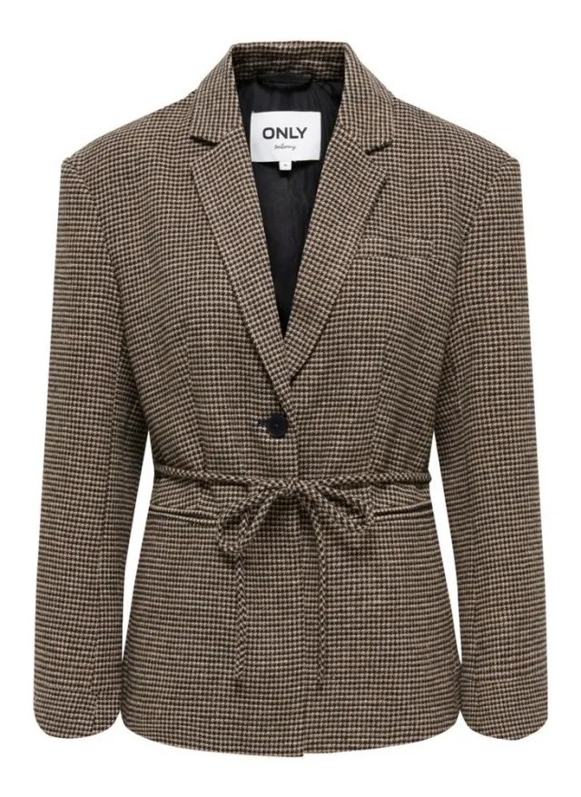 Checked Single Breasted Belt Detail Blazer – image 7
