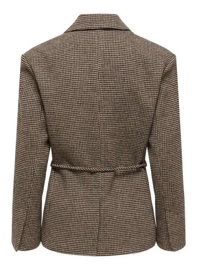 Checked Single Breasted Belt Detail Blazer – image 8