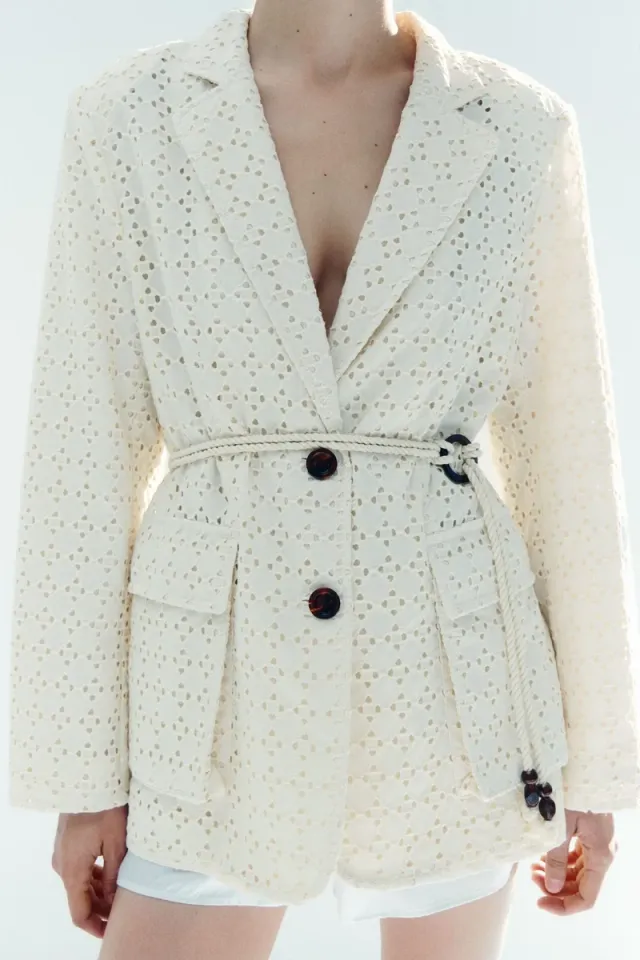 Broderie-anglaise cotton blazer – image 2