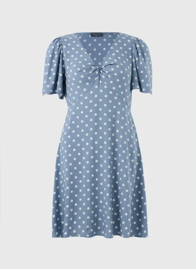 Blue Polka Dot Tea Dress – image 3