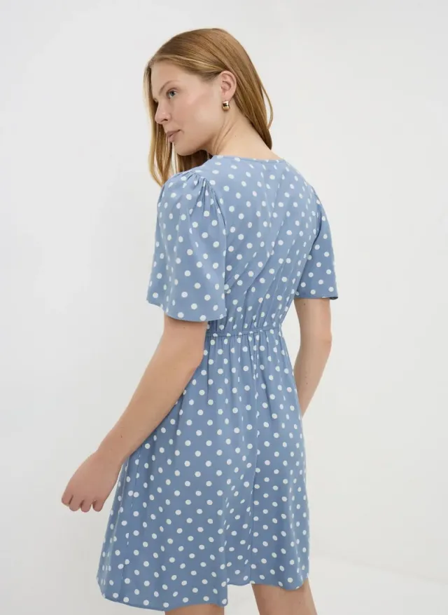 Blue Polka Dot Tea Dress – صورة 2