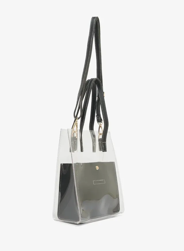 Top Handle Contrast Trim Tote Bag – image 3