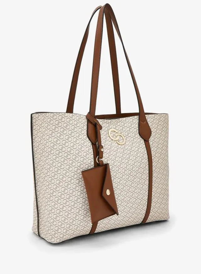 All-Over Monogram Print Tote Bag With Button Closure And Coin Pouch – صورة 2