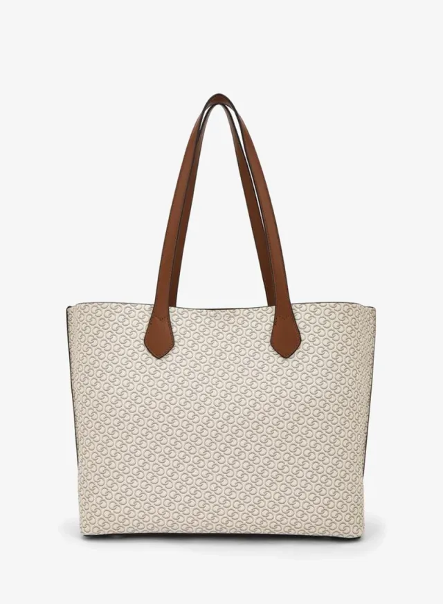 All-Over Monogram Print Tote Bag With Button Closure And Coin Pouch – صورة 4