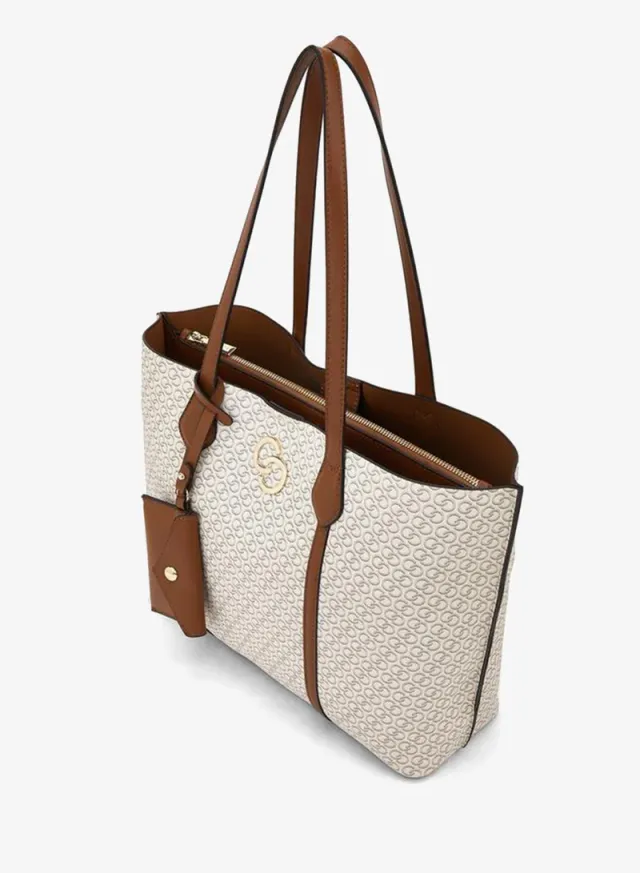 All-Over Monogram Print Tote Bag With Button Closure And Coin Pouch – صورة 5