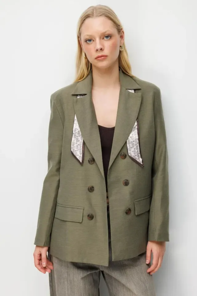 MIXRAY Long Sleeve Button Closure Patch Blazer – صورة 3