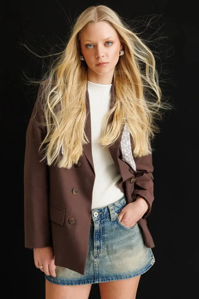 MIXRAY Long Sleeve Button Closure Patch Blazer – image 5