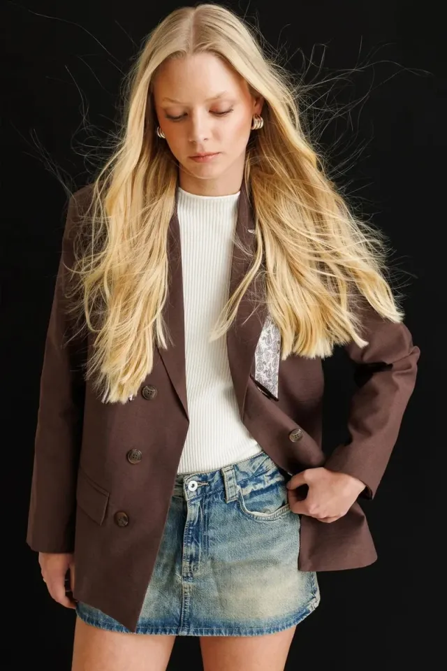 MIXRAY Long Sleeve Button Closure Patch Blazer – image 6