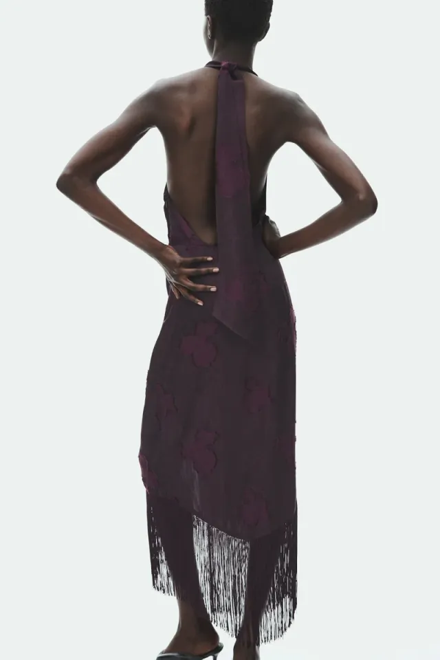 Fringed jacquard-weave dress – image 4