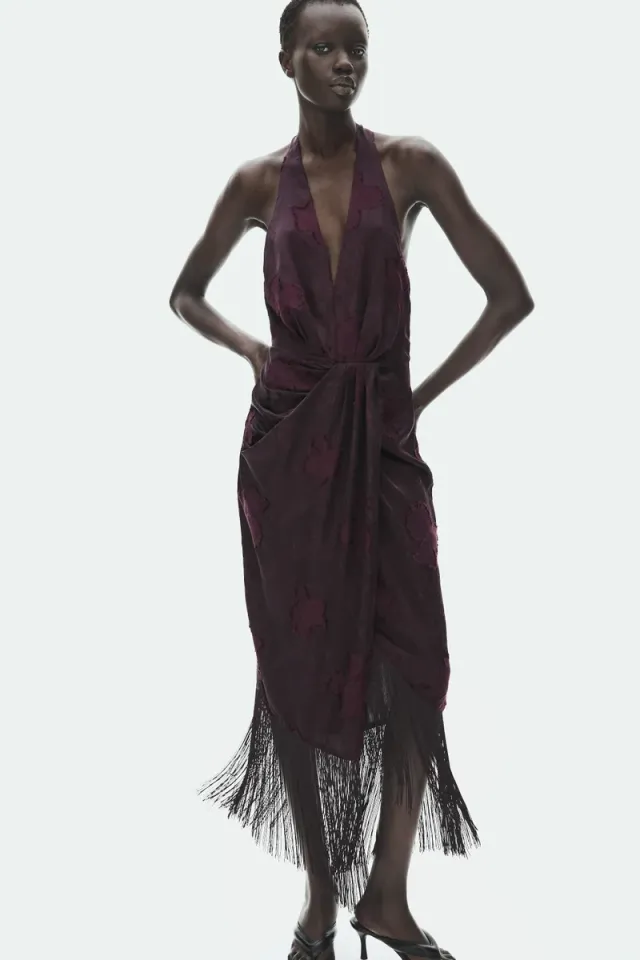 Fringed jacquard-weave dress – image 3