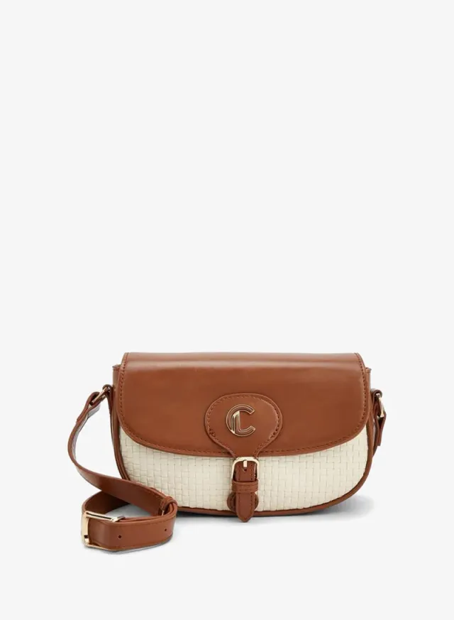 Textured Crossbody Bag With Magnetic Button Closure