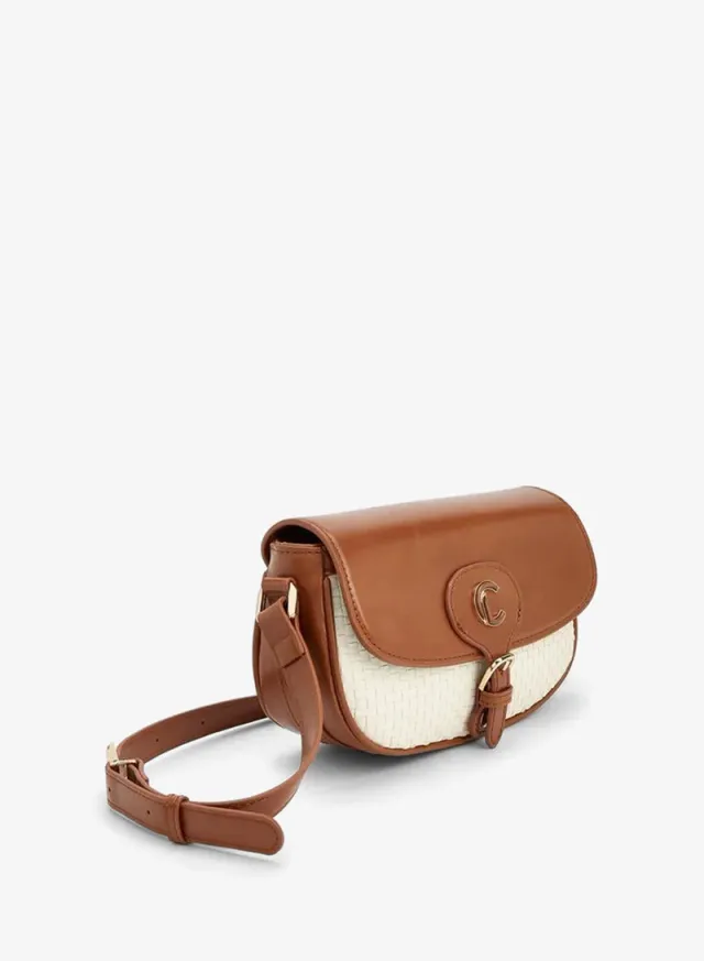 Textured Crossbody Bag With Magnetic Button Closure – صورة 3