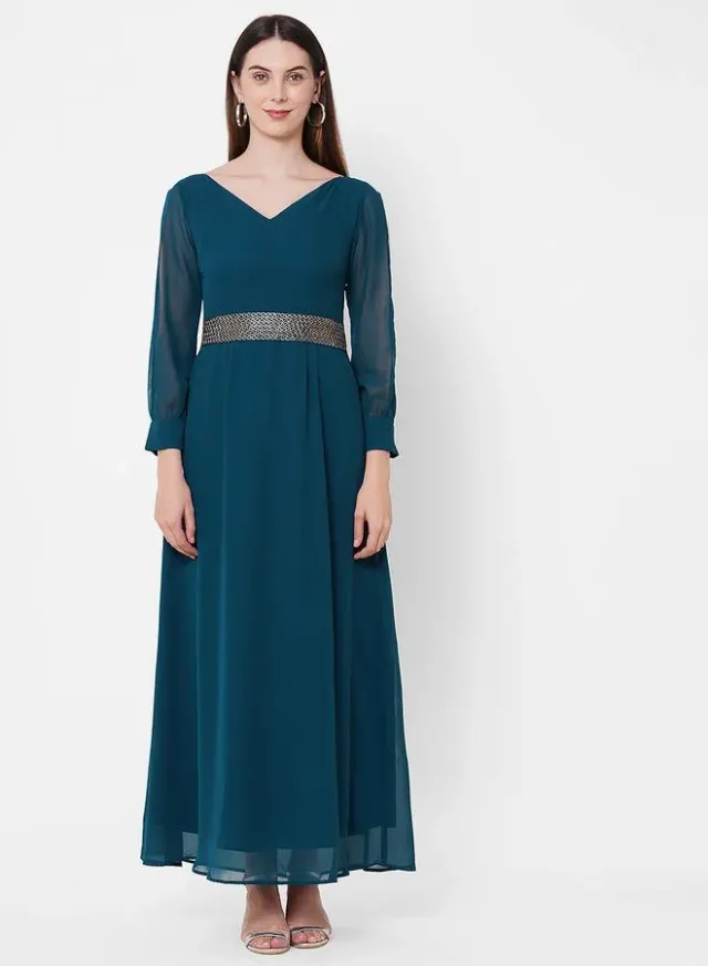 Embellished Waistband Maxi Dress with Slit Sleeve – image 2