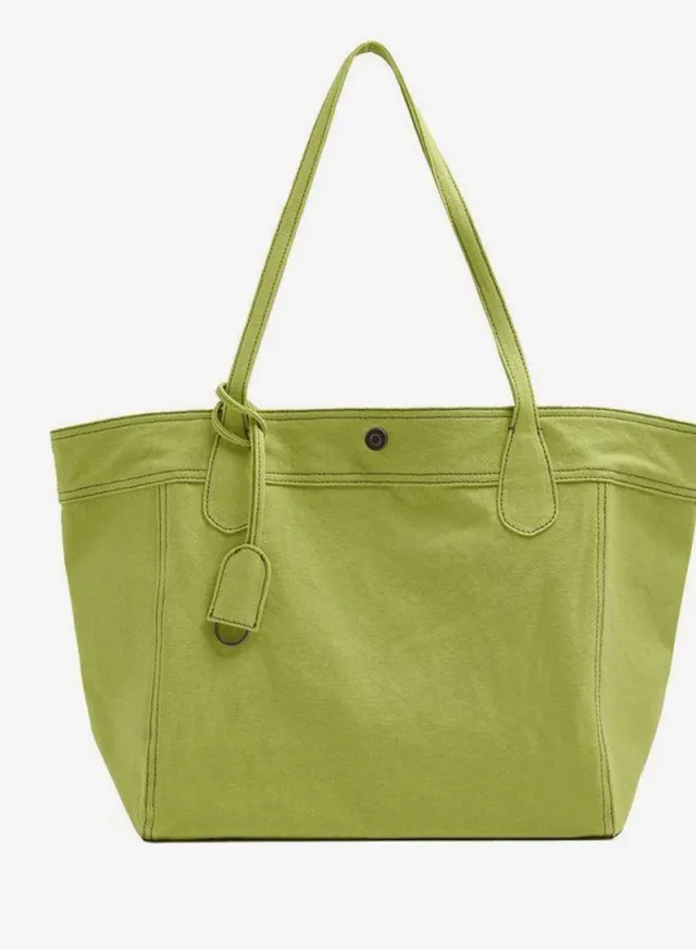 Canvas Shopper Bag With Pendant
