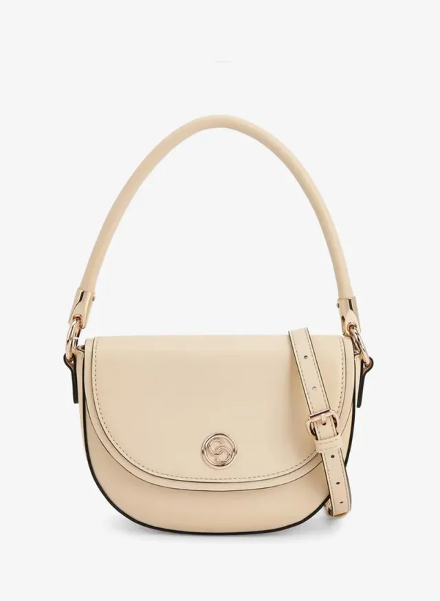 Textured Crossbody Bag With Button Closure
