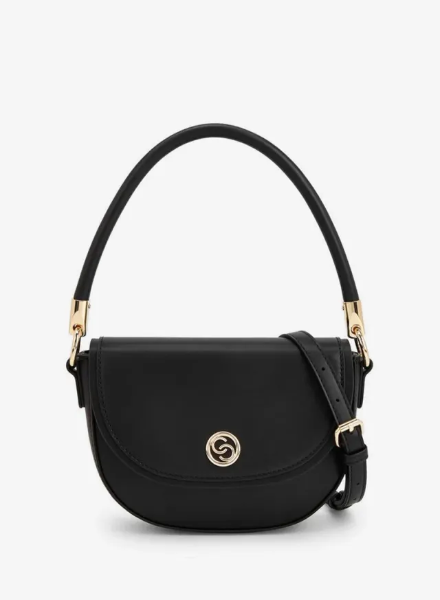 Textured Crossbody Bag With Button Closure