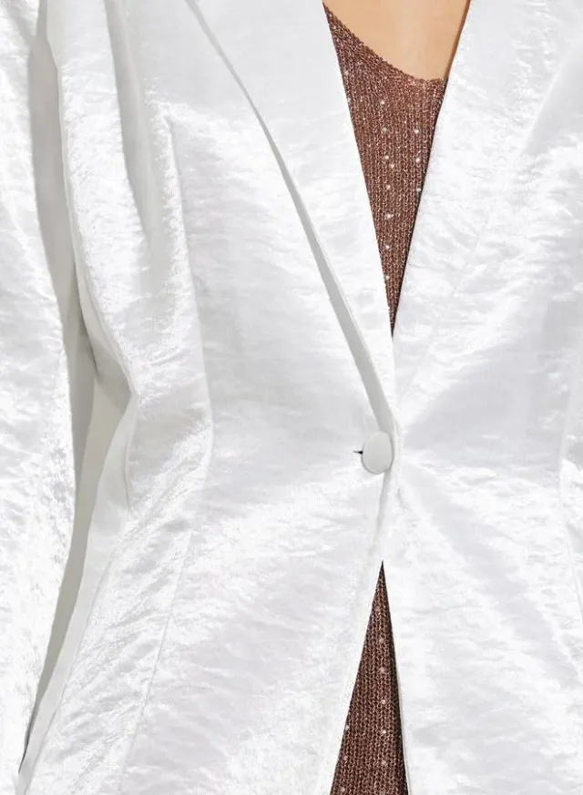Off White Satin Blazer – image 3