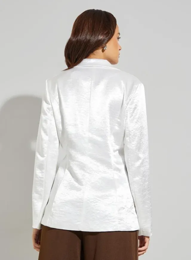 Off White Satin Blazer – image 4