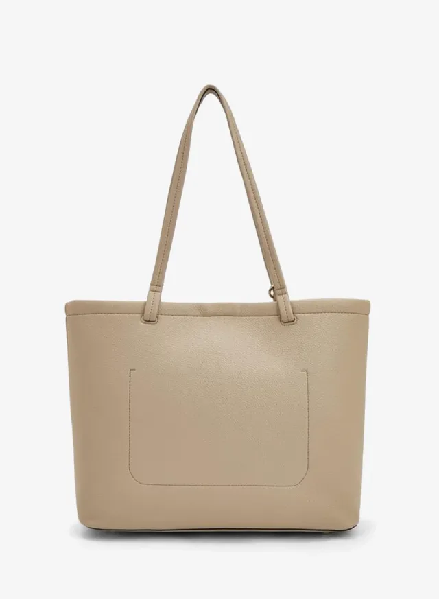 Striped Tote Bag With Button Closure – صورة 2