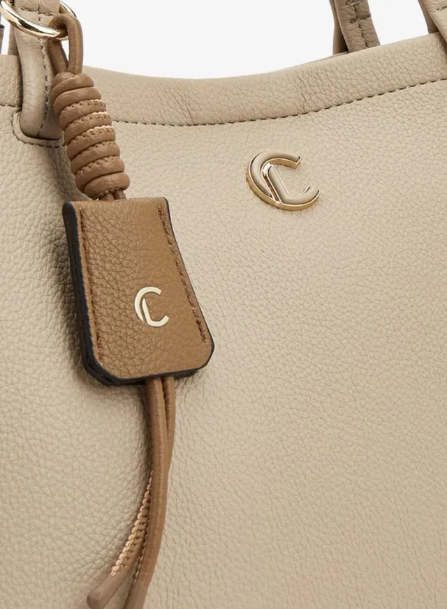 Striped Tote Bag With Button Closure – صورة 4