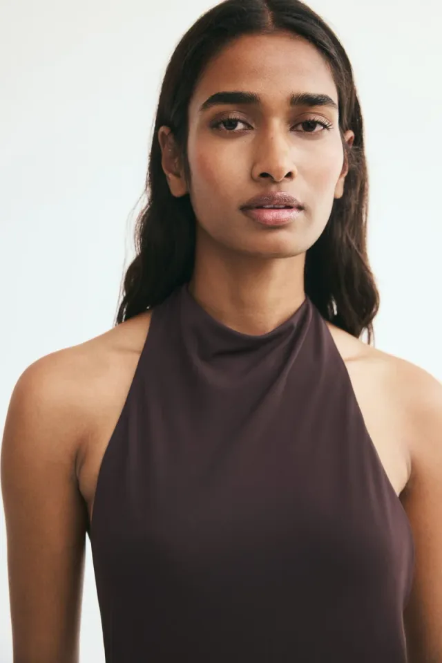 Draped halterneck dress – image 2