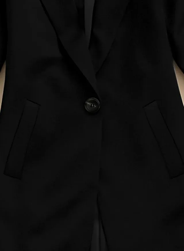 Black Midi Blazer with Stripe Detail – image 5