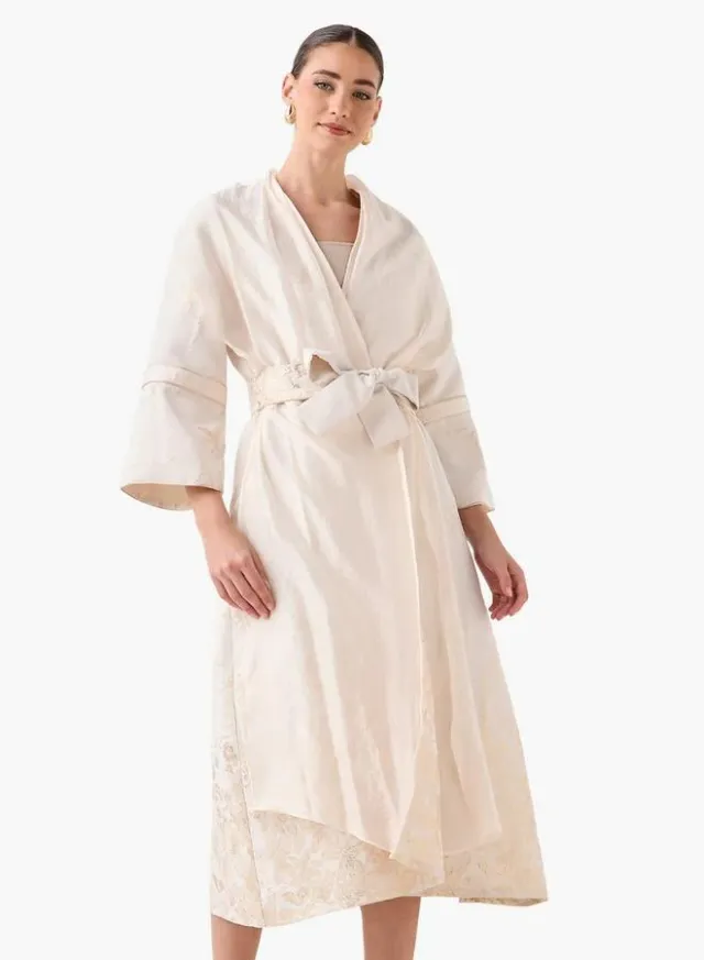 Iconic Relaxed Fit Jacquard Shrug with Tie Up Belt – image 2