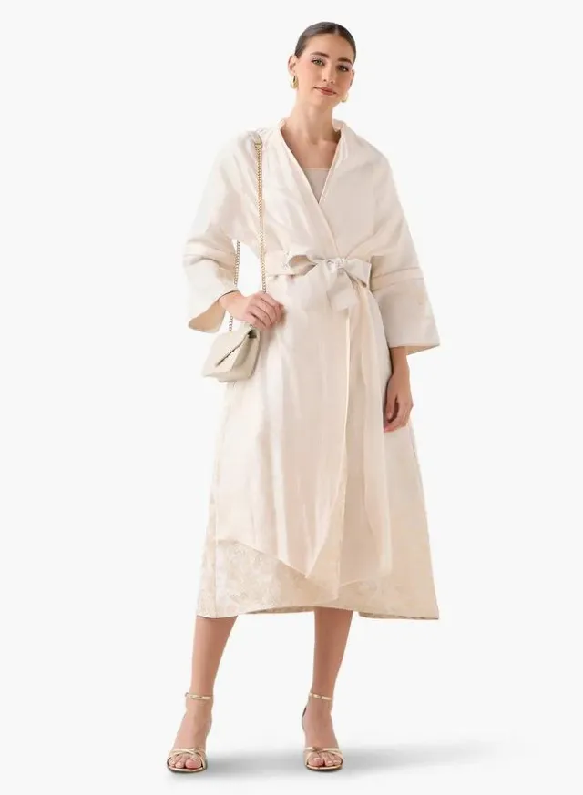 Iconic Relaxed Fit Jacquard Shrug with Tie Up Belt – image 3