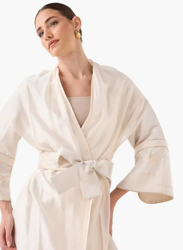 Iconic Relaxed Fit Jacquard Shrug with Tie Up Belt – image 5