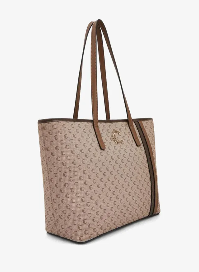 Monogram Print Tote Bag With Zip Closure – صورة 3