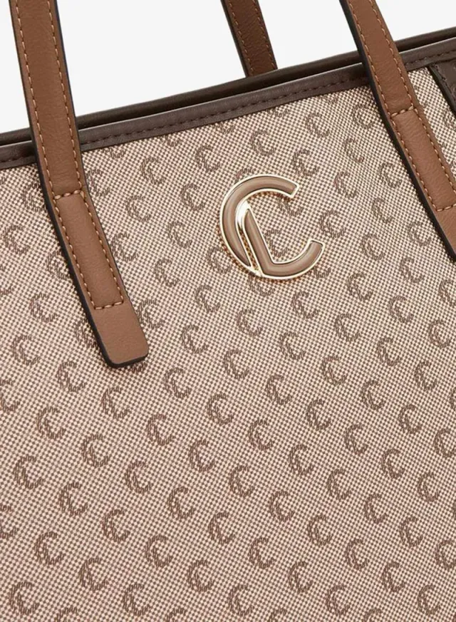 Monogram Print Tote Bag With Zip Closure – صورة 4