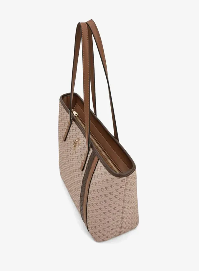 Monogram Print Tote Bag With Zip Closure – صورة 5