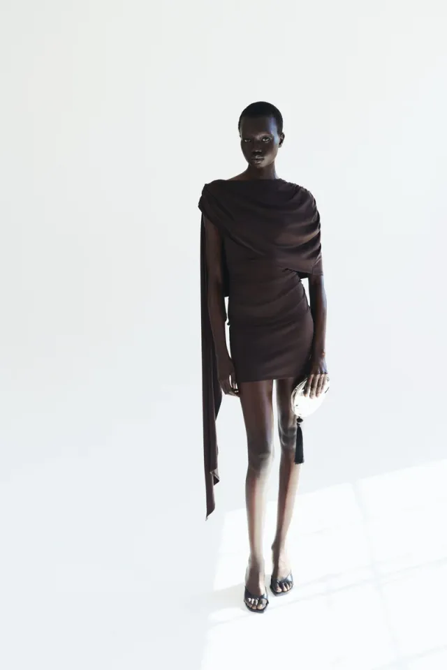 Cape-detail draped dress – image 2