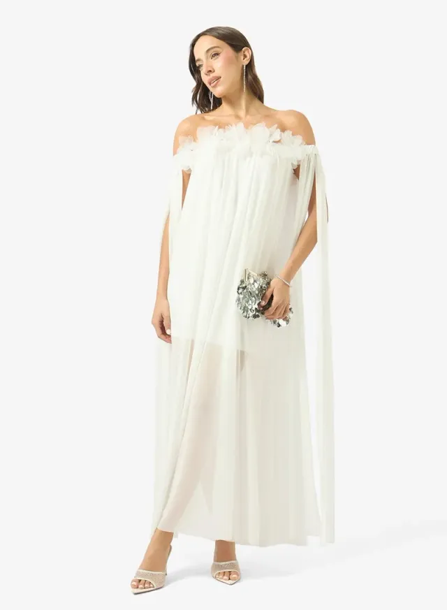 Off Shoulder Pleated Maxi Dress – image 4