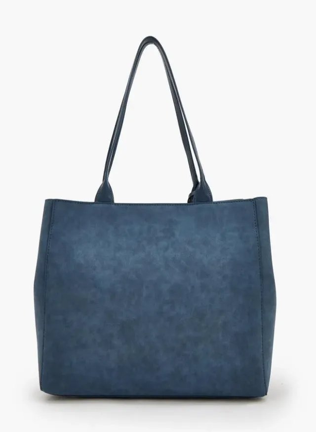 Suede Tote Bag With Zip Closure – صورة 2