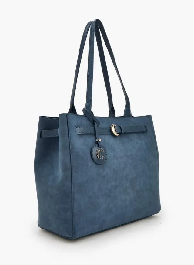 Suede Tote Bag With Zip Closure – صورة 3