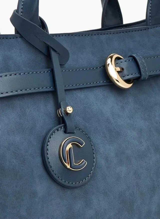 Suede Tote Bag With Zip Closure – صورة 4