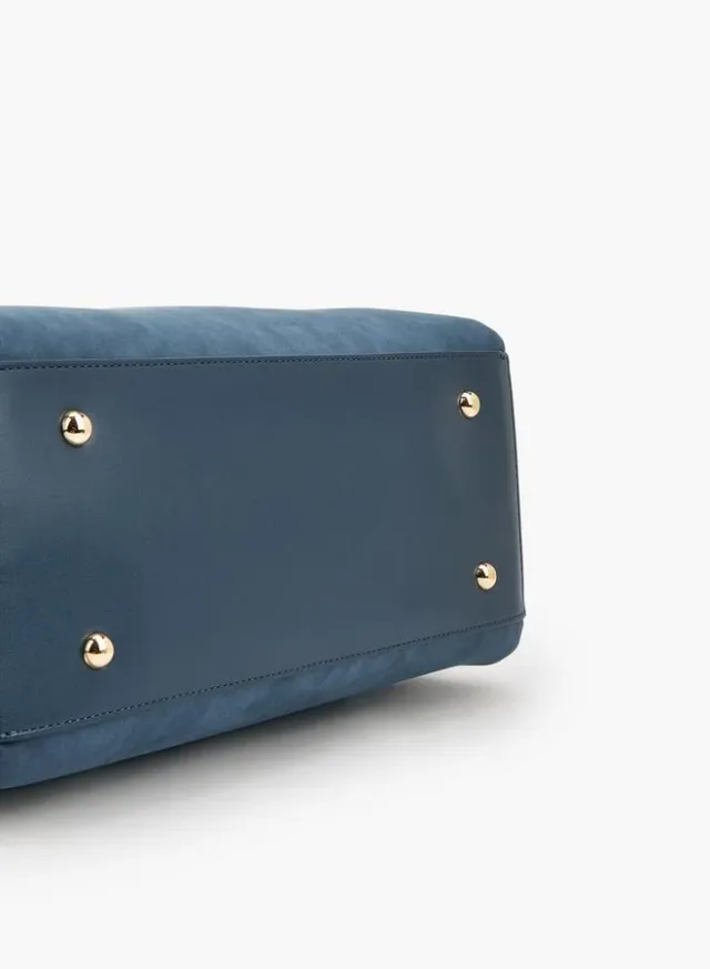 Suede Tote Bag With Zip Closure – صورة 6