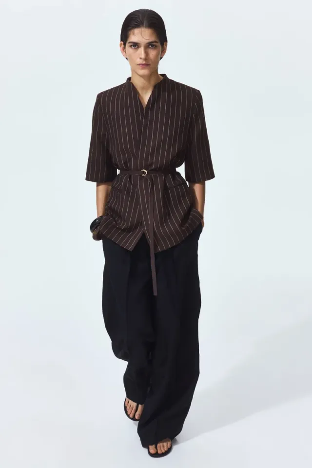 Short-sleeved linen-blend blazer – image 4