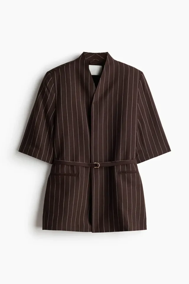 Short-sleeved linen-blend blazer – image 6