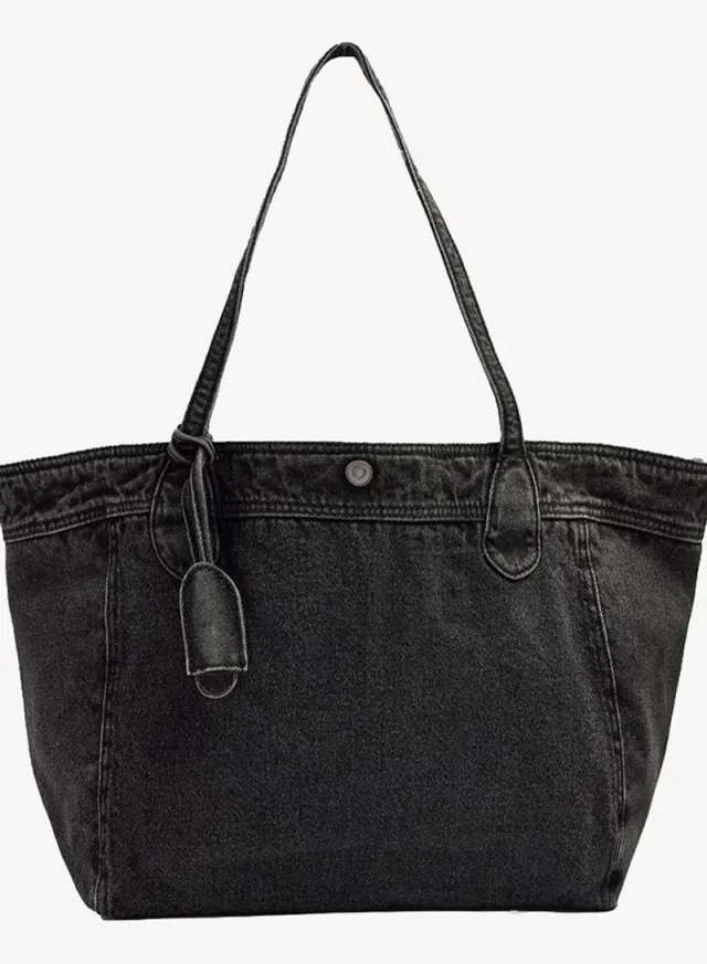 Shopper Denim Bag With Pendant