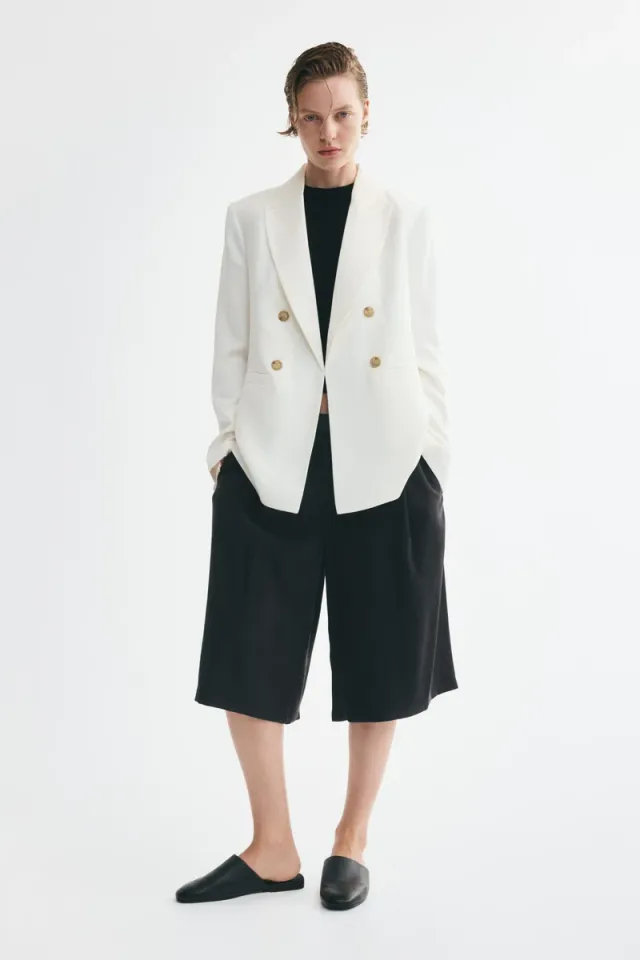 Double-breasted viscose-blend blazer