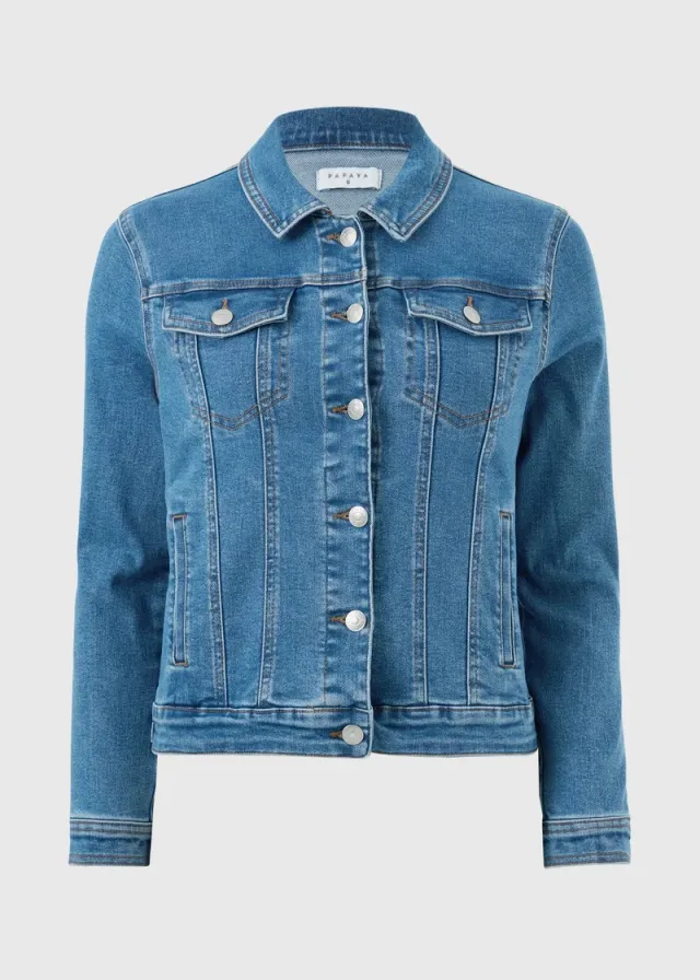 Mid Wash Stretch Denim Jacket
