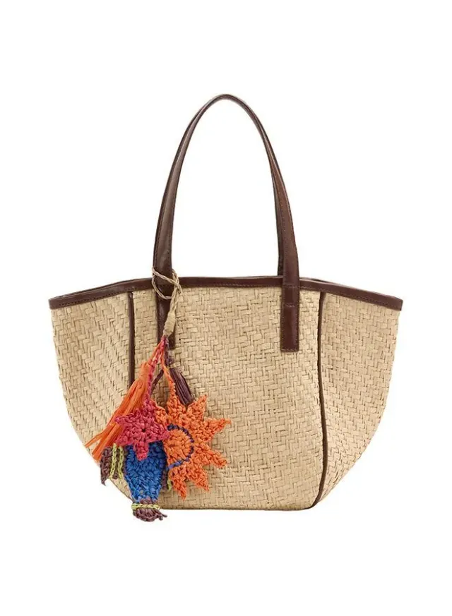 Tote Bag Paper Straw With M Pendant