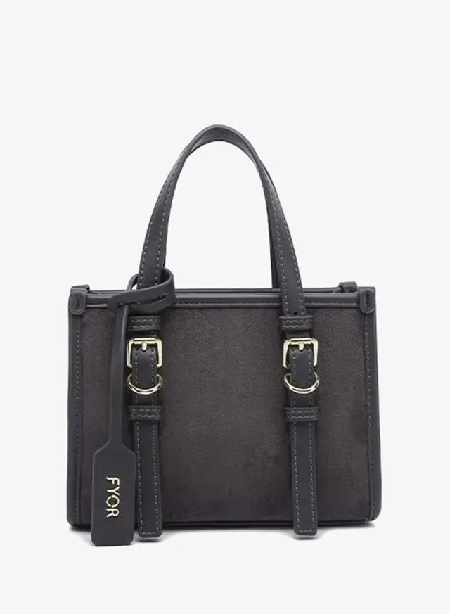 Buckled Suede-Finish Mini Tote DR 015