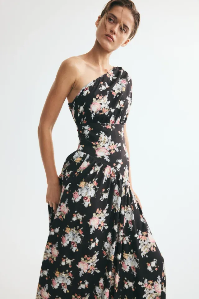 Draped one-shoulder dress