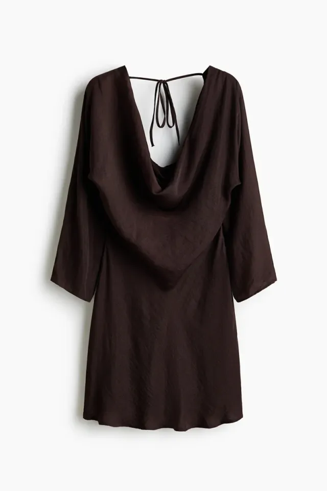 Flared-skirt cowl-neck dress – image 4