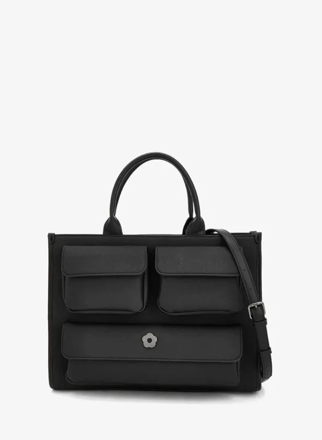 Solid Tote Bag With Zip Closure